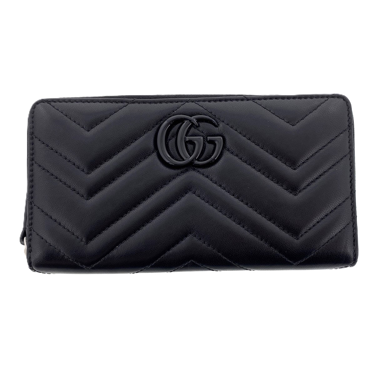 GUCCI グッチ GGマーモント ジップアラウンドウォレット 長紙入れ 443123 なめし革 黒いこと  レディース【中古】
