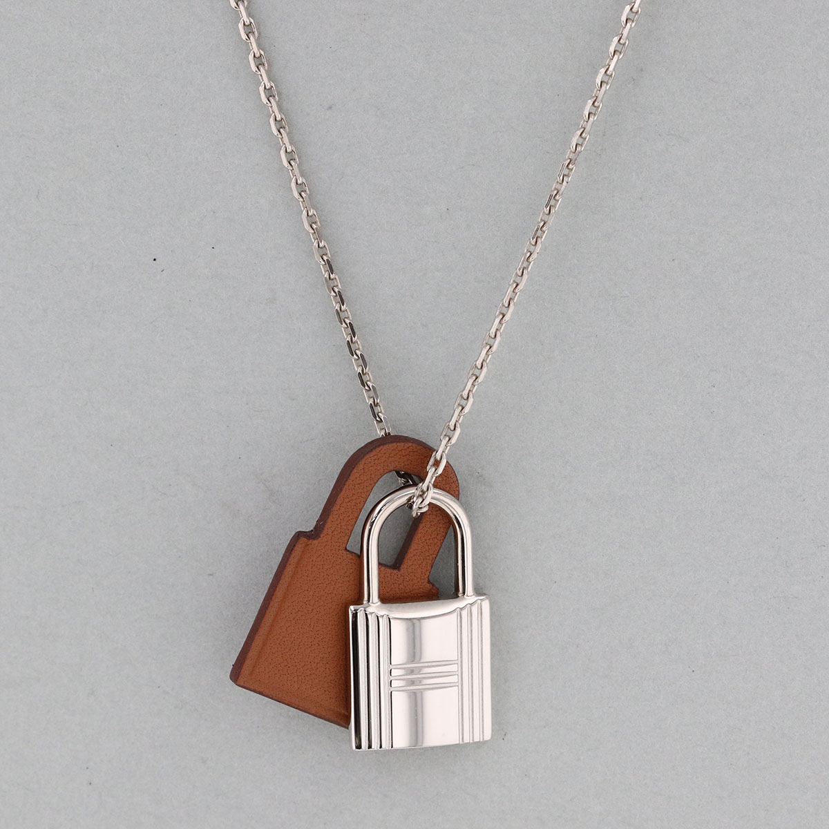 HERMES エルメス オーケリー PM ネックレス レザー ブラウン D刻印 レディース【中古】