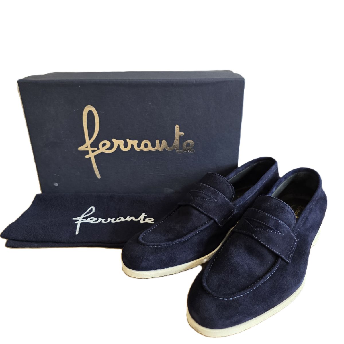 FERRANTE フェランテ ISEO イセオ BARCAソール 7 26cm ローファー ネイビー メンズ【中古】