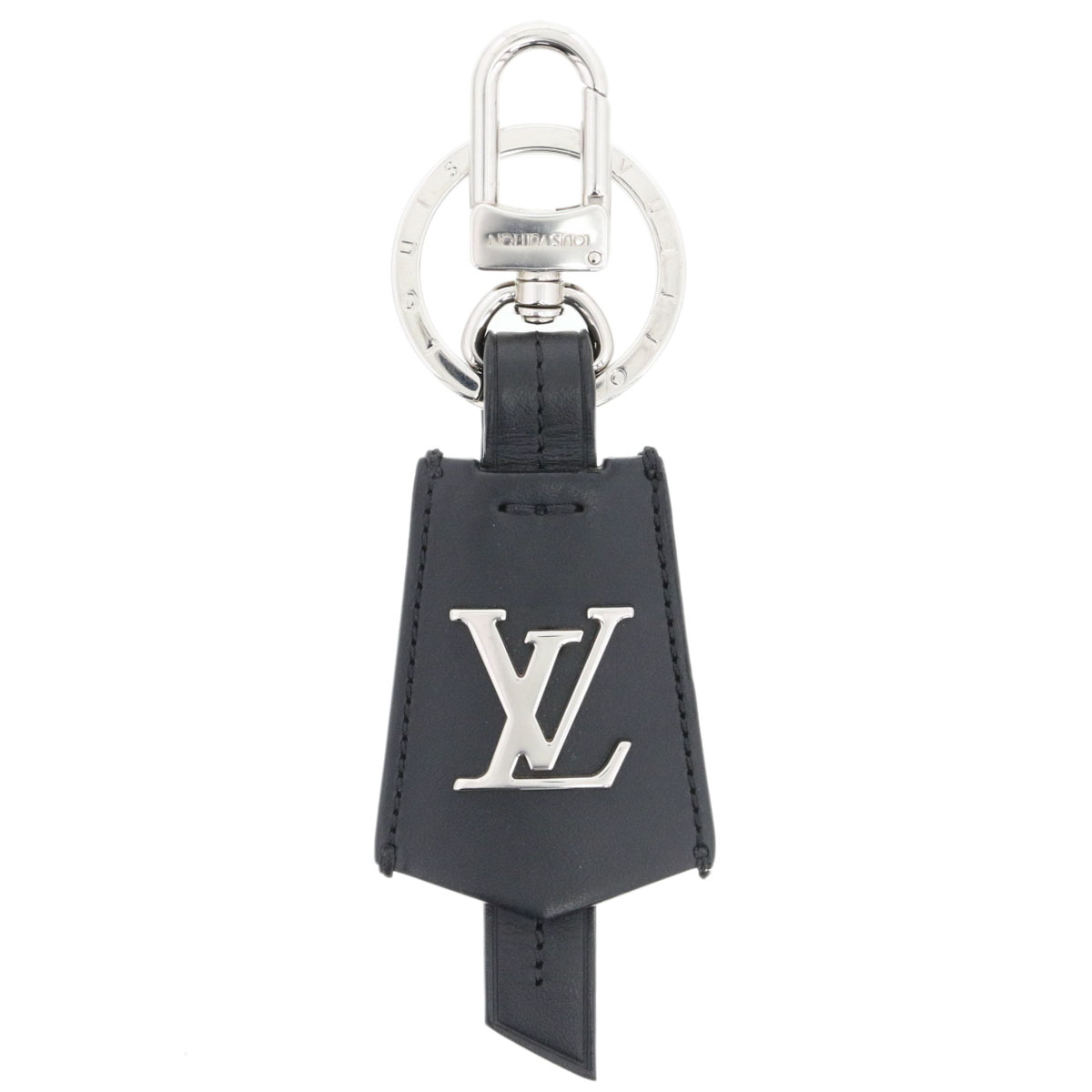 LOUIS VUITTON ルイ・ヴィトン キーホルダー LVクロッシュ クレ キーリング M68020 レザー メタル ブラック シルバー メンズ【中古】