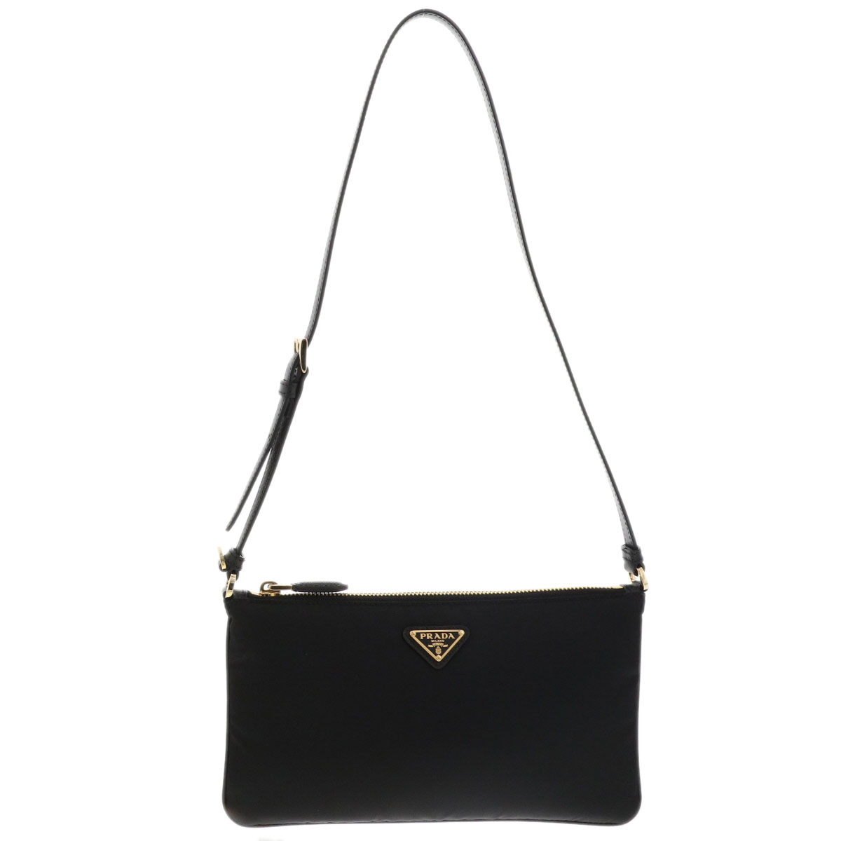 PRADA プラダ Re-Nylon 合切袋 1NE545 ナイロン なめし革 黒いこと ハンドバック レディース【中古】