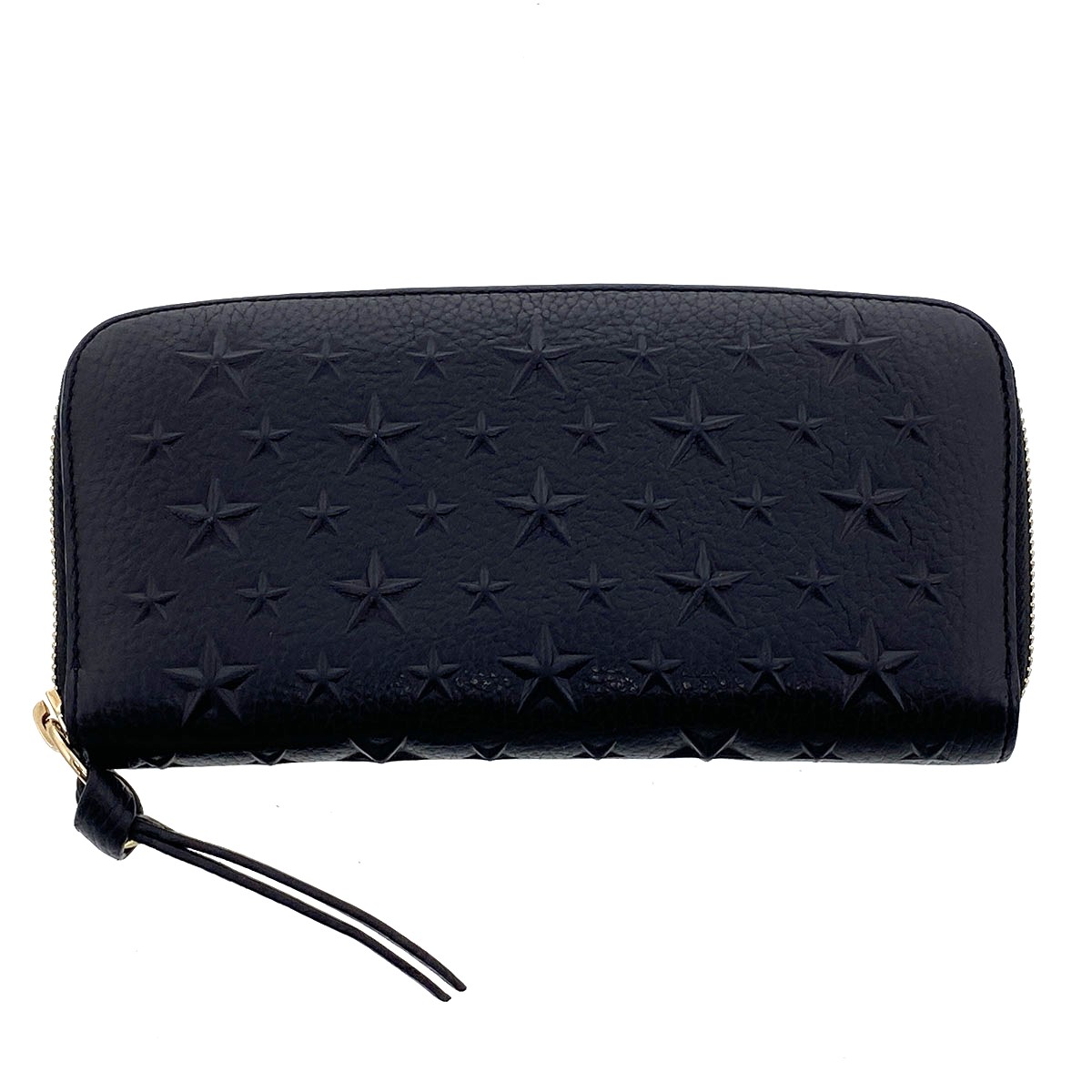JIMMY CHOO ジミーチュウ ラウンドジッパー 長札入れ 長札入れ なめし革 黒いこと  レディース【中古】 財布・ケース-バッグ・小物・ブランド雑貨