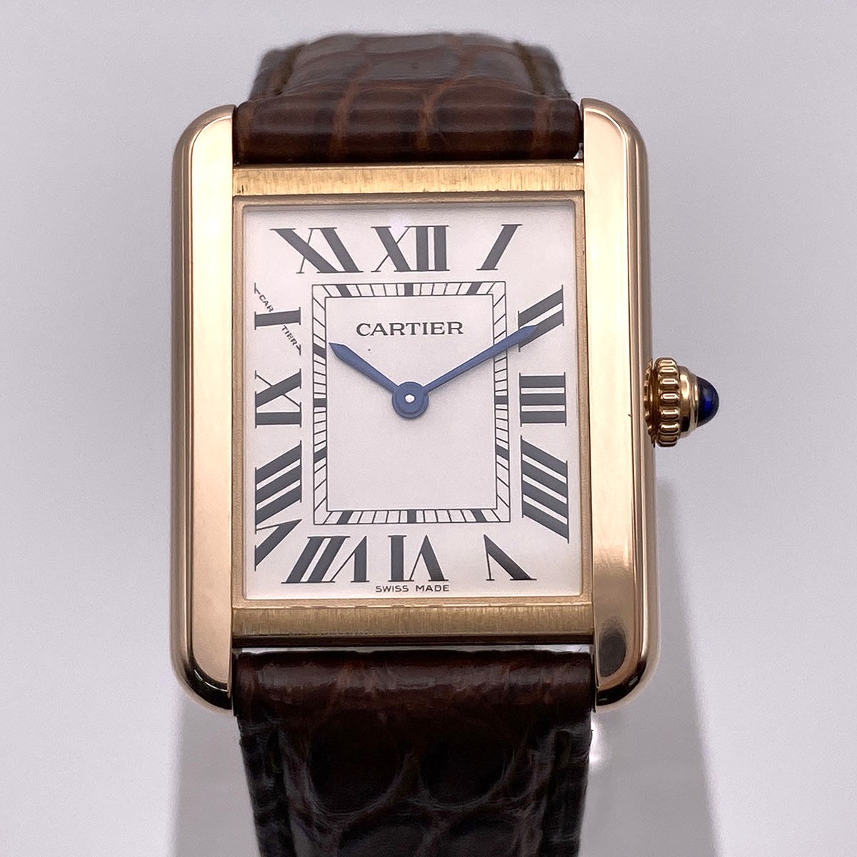 CARTIER カルティエ 貯蔵タンクソロSM ウォッチ W5200024 K18サクラ色ゴールド なめし革 サクラ色ゴールド 赤銅色  レディース【中古】