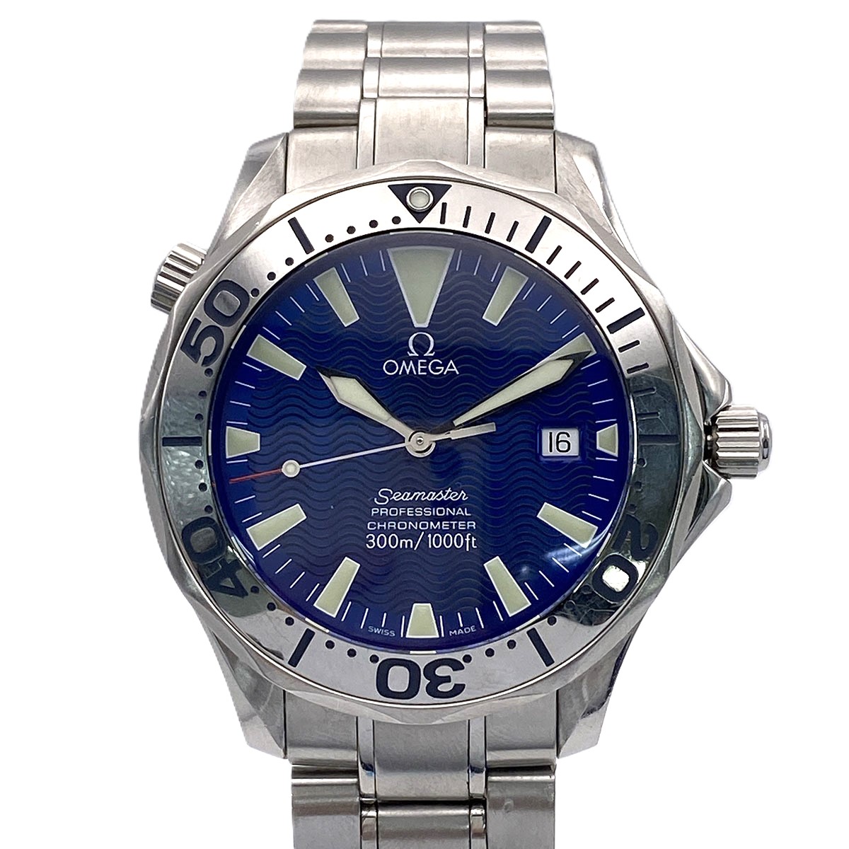 OMEGA ゼロ シーマスター プロダイバーズ 300 ウォッチ 2255.80 ステンレス鋼スチール写真 しろがね色 青色  メンズ【中古】