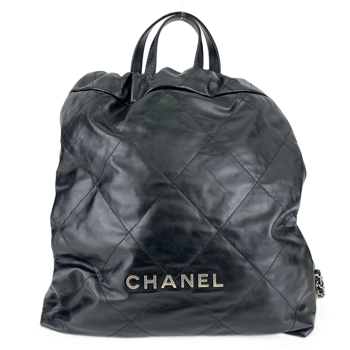 CHANEL シャネル シャネル22 ココマーク チェーン マトラッセ シャイニーカーフスキン リュック・デイパック AS3313 カーフ ブラック シルバー金具 レディース【中古】｜PAWNSHOP　ＲｉＺ