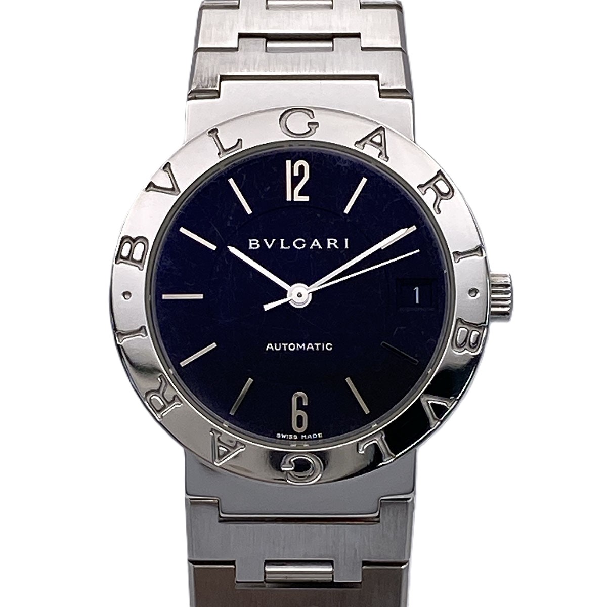 BVLGARI ブル小峡谷 ブル小峡谷 ブル小峡谷 Auto 33粍 Black ウオッチ BB33SS ステンレス鋼スチール写真 黒いこと 自動小銃一巻き  メンズ【中古】