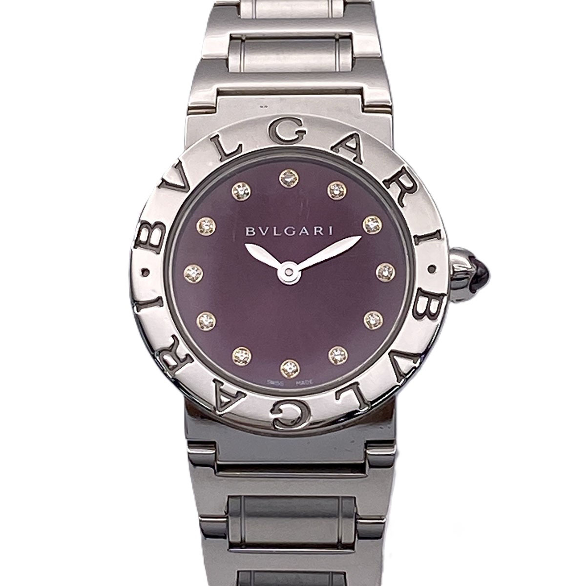 BVLGARI ブル小峡谷 ブル小峡谷 ブル小峡谷  12P 26粍 ウオッチ BBL26C7SS/102606 ステンレス鋼スチール写真 パープル しろがね色 自動小銃一巻き  レディース【中古】