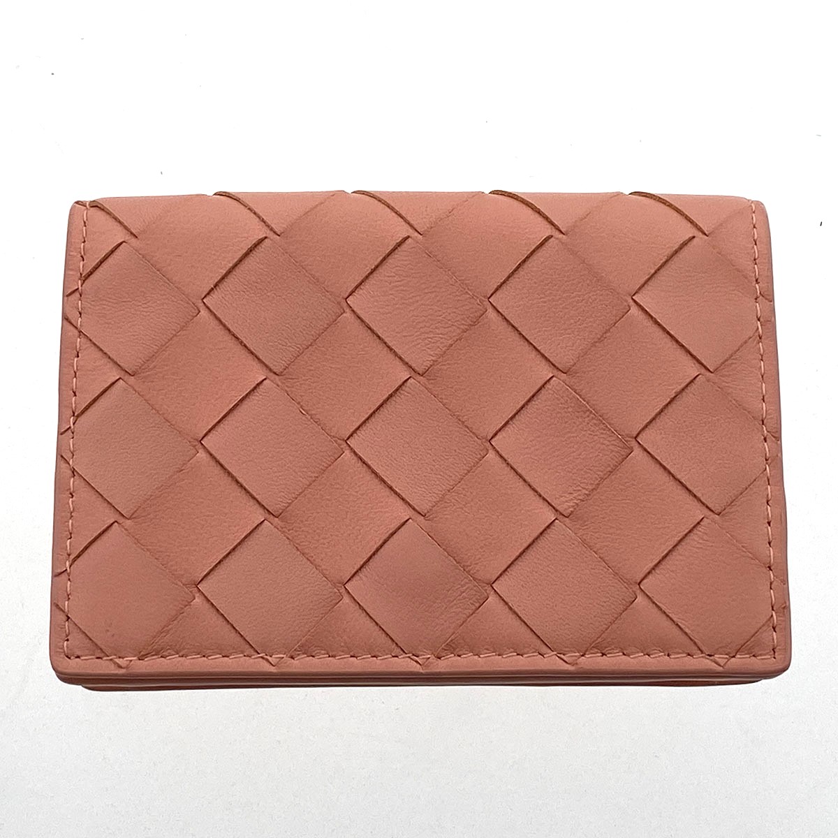 BOTTEGAVENETA ボッテガヴェネタ イントレチャート 歌留多容れもの 名刺入れ 593115 なめし革 サクラ色  レディース【中古】