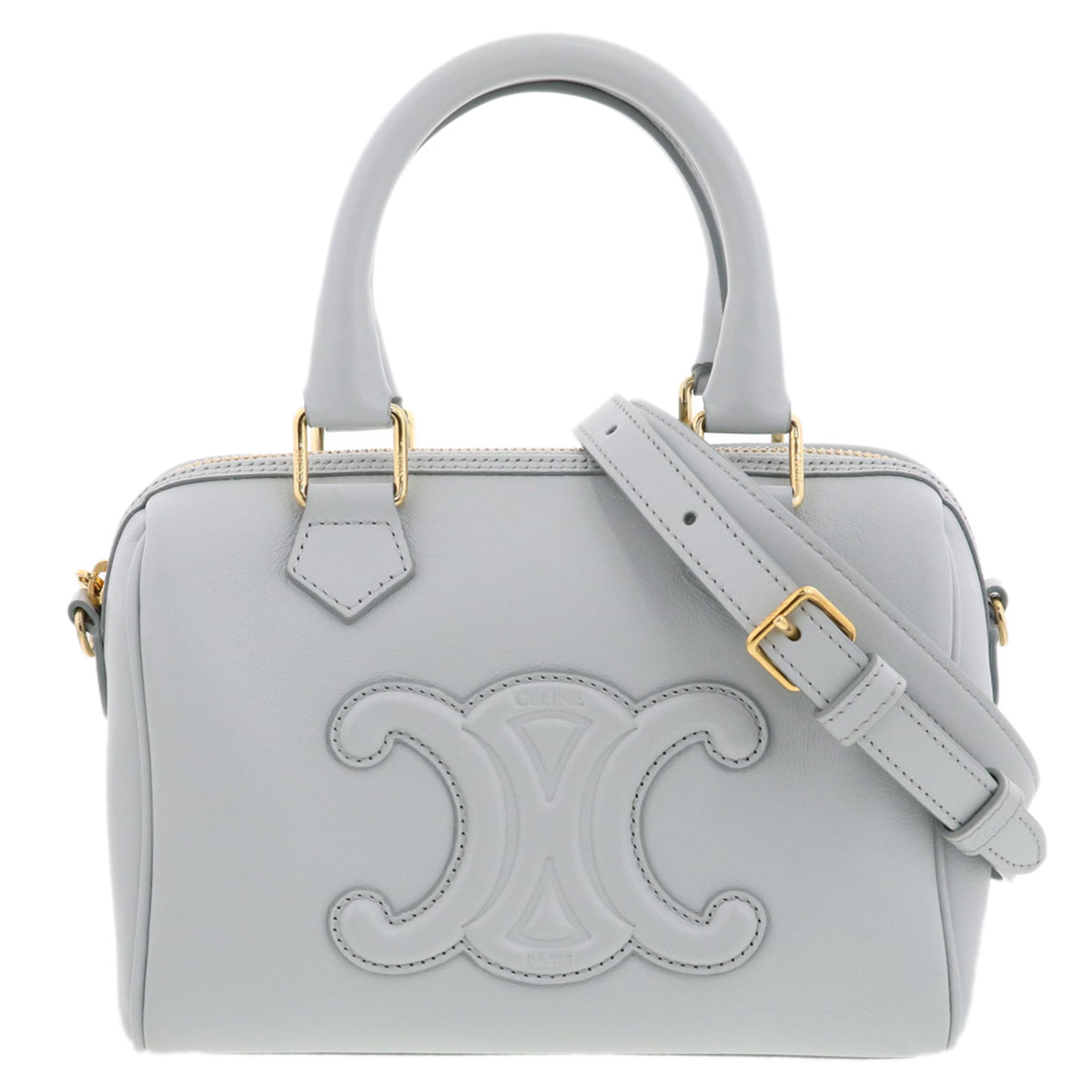 CELINE セリーヌ スモール 豆の町 ハンドバック 113773DU3.07SZ なめし革 ホンブルグ帽青碧 水色  レディース【中古】