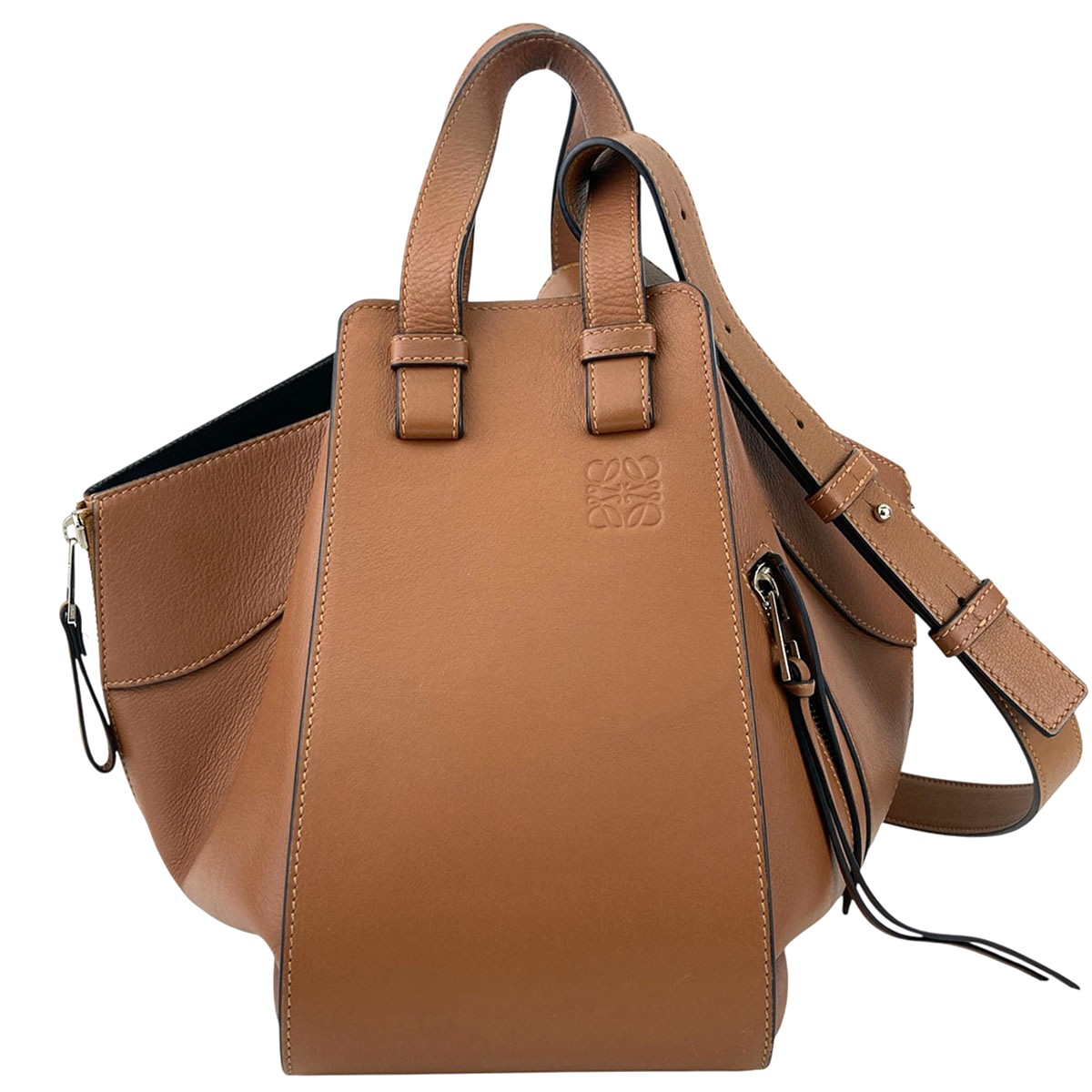 LOEWE ロエベ ハンモック 御徒面子 スモール カーフレザー ショルダーバッグ A538S35X51 なめし革 子ウシ 赤銅色  レディース【中古】