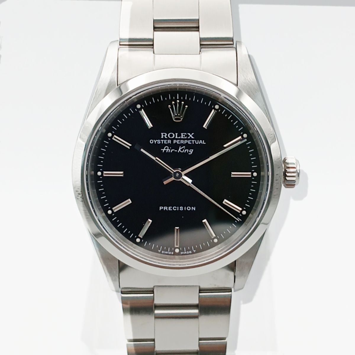 ROLEX ロレックス エアキング ウオッチ 14000 ステンレス鋼スチール写真 しろがね色 黒いこと  メンズ【中古】
