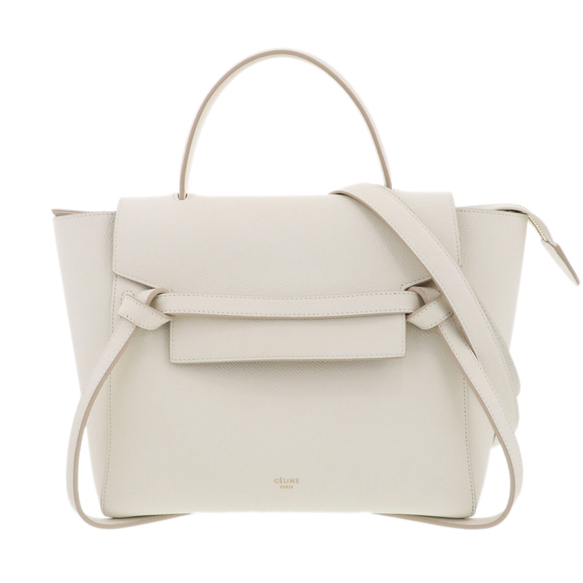 CELINE セリーヌ マイクロ 三尺帯御徒面子 ショルダーバッグ 189153ZVA グレインカーフレザー 白いこと  レディース【中古】
