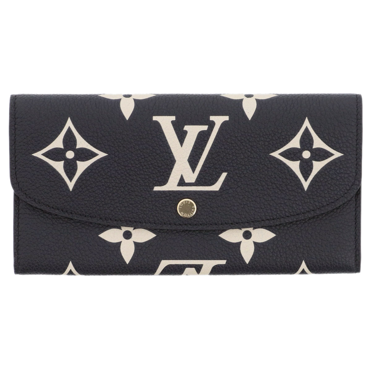 LOUIS VUITTON ルイ・ヴィトン フラップウォレット ポルトフォイユ エミリー モノグラム アン工業プラント 長銭入れ M82340 なめし革 黒いこと レディース【中古】