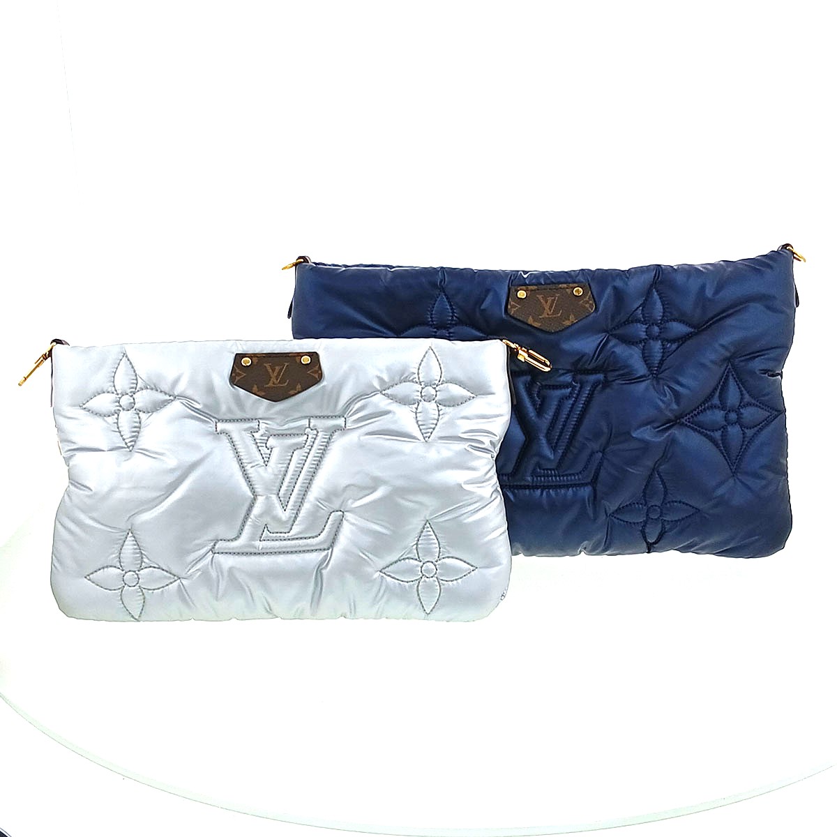 LOUIS VUITTON ルイ・ヴィトン マキシ ミュルティ ポシェット アクセソワール ショルダーバッグ M21057 ナイロン しろがね色  レディース【中古】
