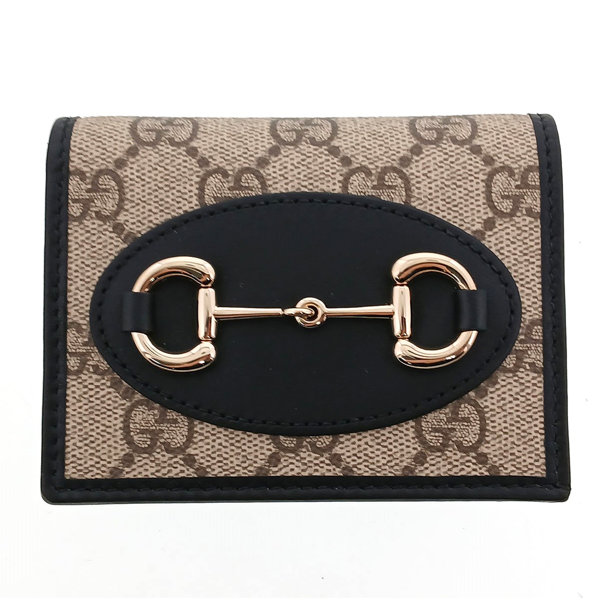 GUCCI グッチ 導管ビット 1955 歌留多入れもの ウォレット 二つ折り紙入れ 621887 GGスプリームキャンバス 黒いこと  レディース【中古】
