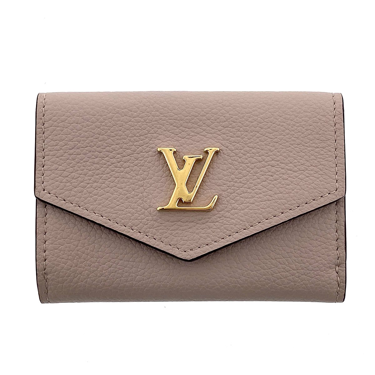 LOUIS VUITTON ルイ・ヴィトン ポルトフォイユ 鍵を掛ける ミニ RFID 三つ折り札入れ M69340 なめし革 ベージュ グレージュ  レディース【中古】