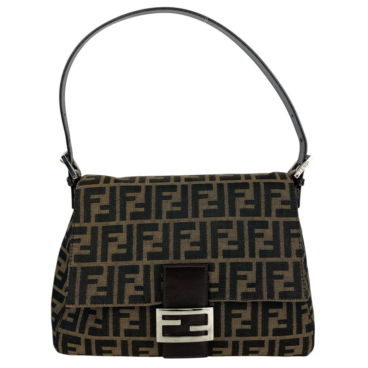 FENDI フェンディ マンマバケット 壱肩部 ズッカ柄 ショルダーバッグ 26325 帆布 なめし革 赤銅色  レディース【中古】