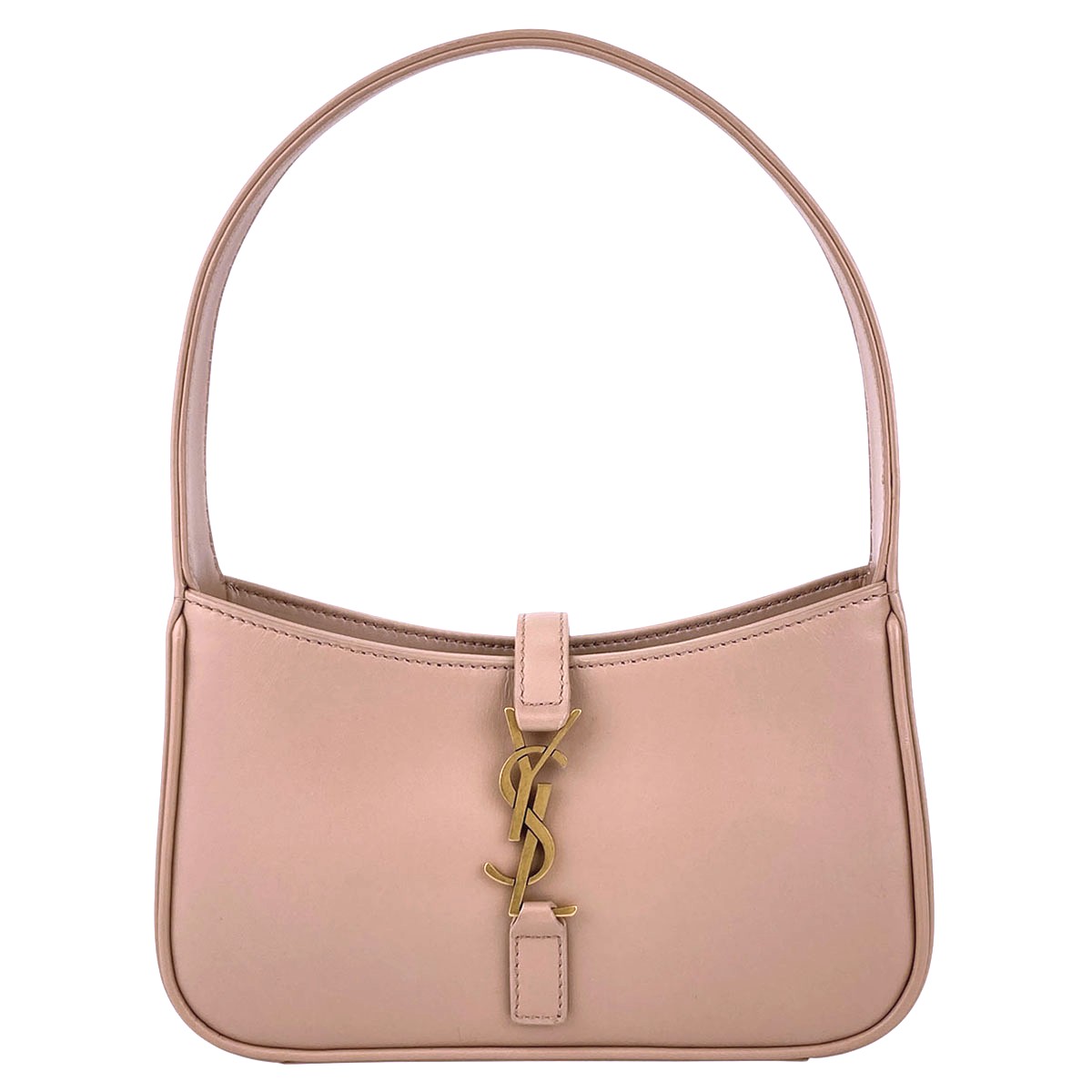 SAINT LAURENT サンローラン LE 5 ・・ 7 MINI ル サンカ仕掛ける ミニ カサンドラロゴ ホーボーバッグ ハンドバック 7103182R なめし革 子ウシ ベージュ  レディース【中古】