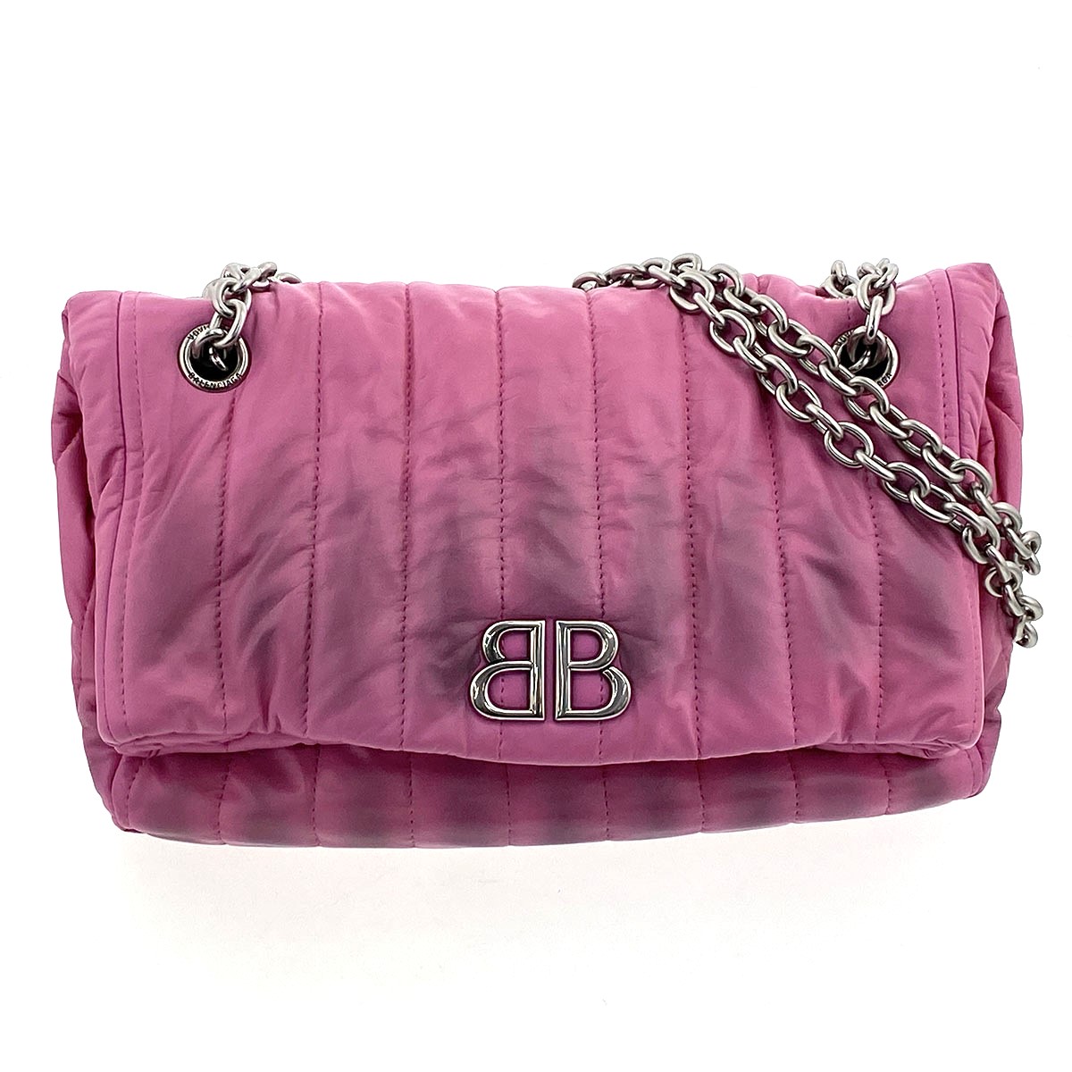 BALENCIAGA バレンシアガ MONACO S チェーン店 ショルダーバッグ 765966 なめし革 サクラ色  レディース【中古】