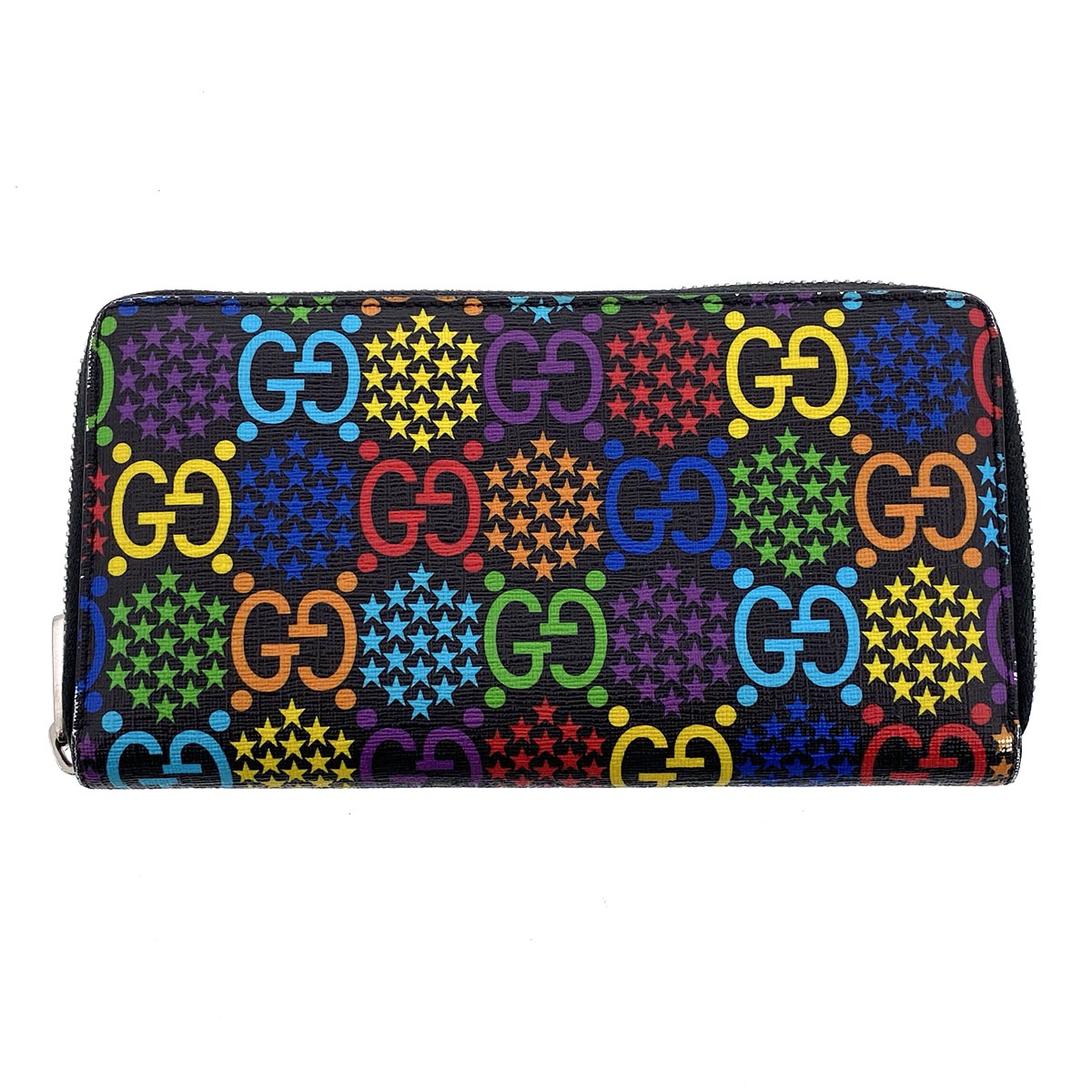 GUCCI グッチ GGサイケデリック  ジップアラウンドウォレット 金入れ 長金入れ 601079 GGサイケデリック 黒いこと マルチ色つや  メンズ【中古】