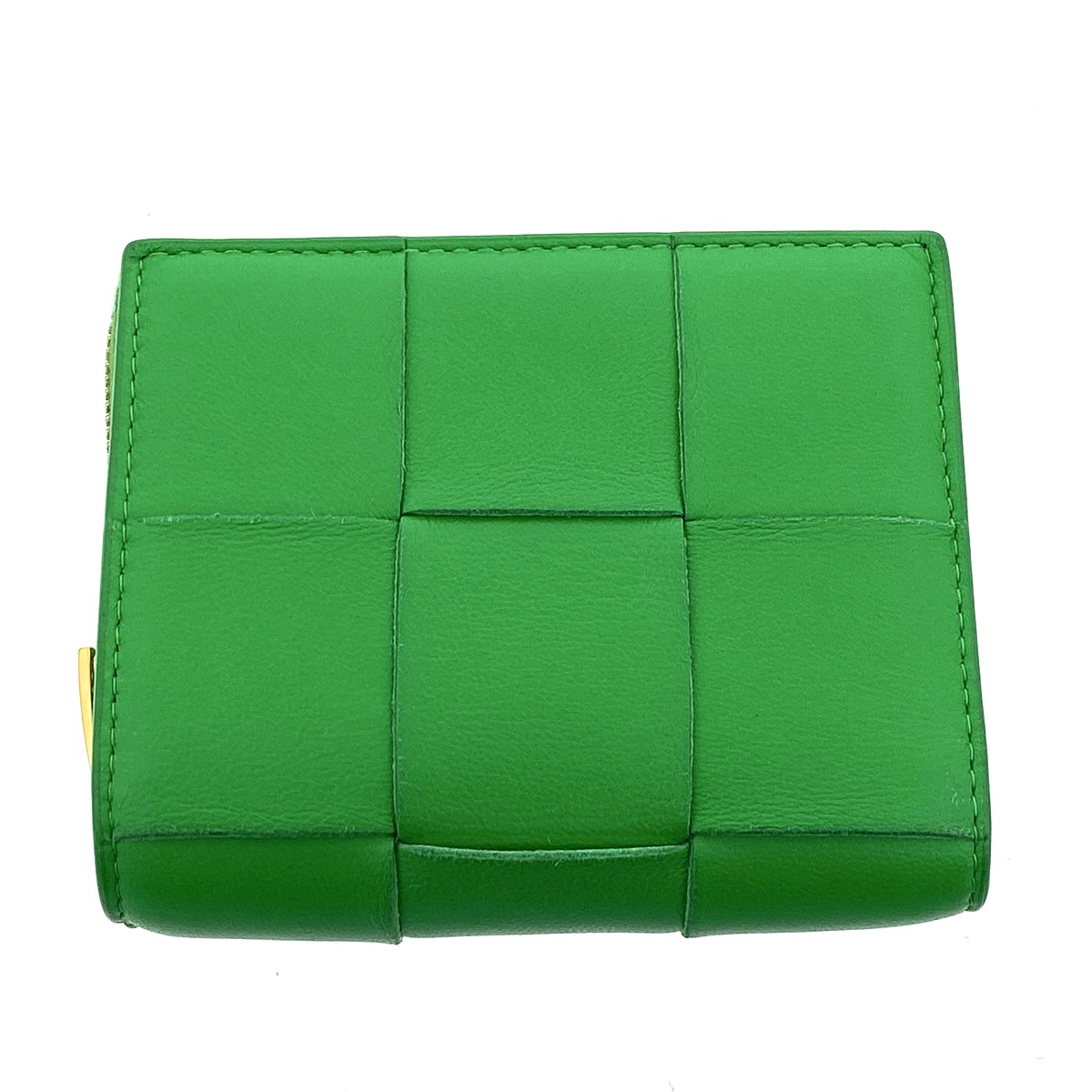 BOTTEGAVENETA ボッテガヴェネタ マキシイントレチャート 二つ折り紙入れ 二つ折り紙入れ FREE なめし革 緑であること  レディース【中古】