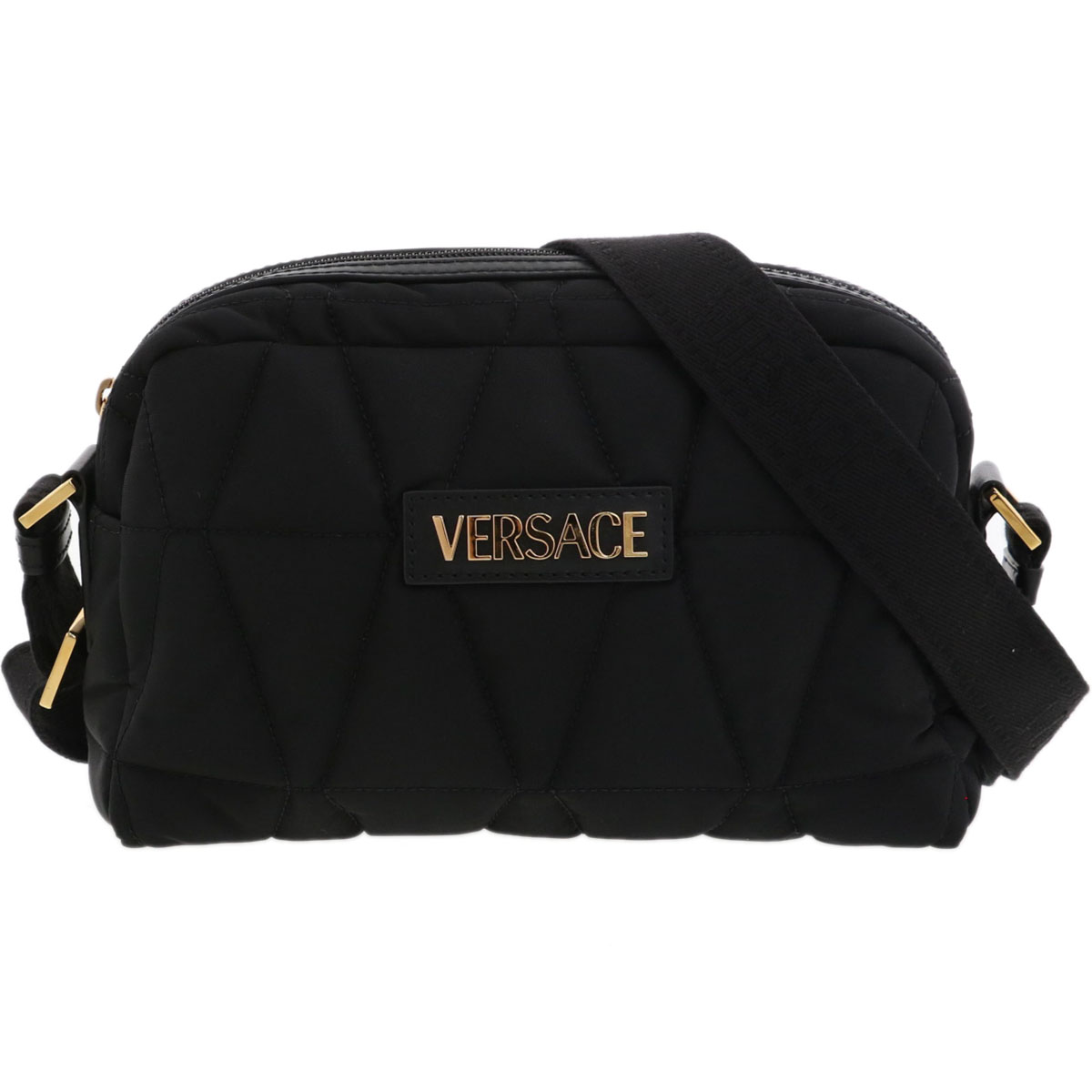 VERSACE ヴェルサーチェ キルティング ショルダーバッグ ショルダーバッグ PVCコーティングキャンバス ブラック レディース【中古】｜PAWNSHOP　ＲｉＺ
