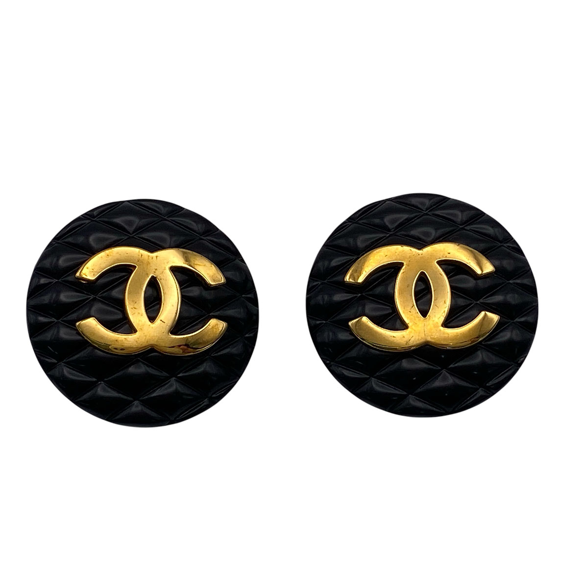 CHANEL シャネル ココマーク キルティングイヤリング イヤリング ブラック ゴールド金具 レディース【中古】|PAWNSHOP RiZ