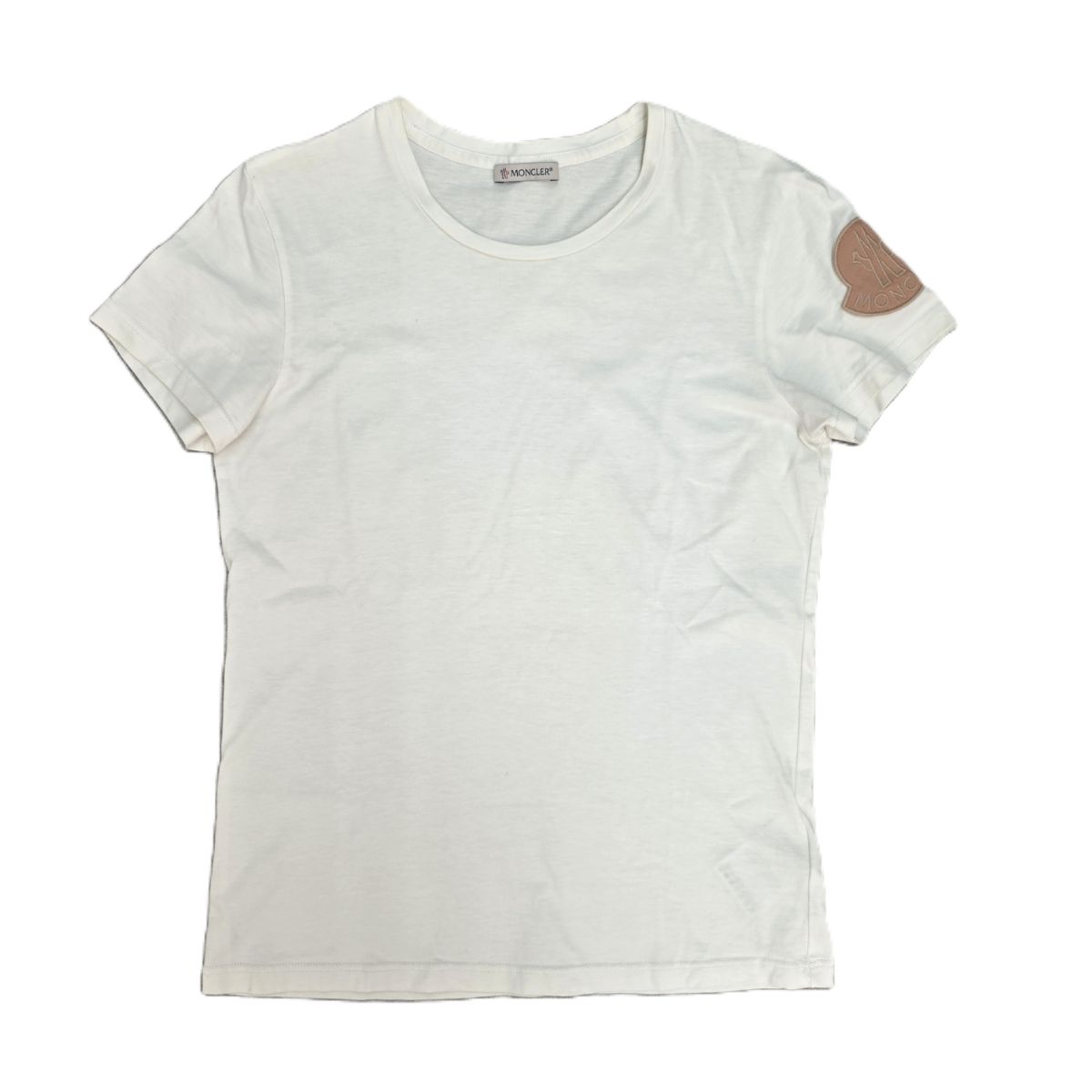 MONCLER モンクレール ラージ ロゴ ワッペン 半袖Tシャツ F10938C71600 V8102 S コットン ホワイト レディース【中古】|PAWNSHOP RiZ