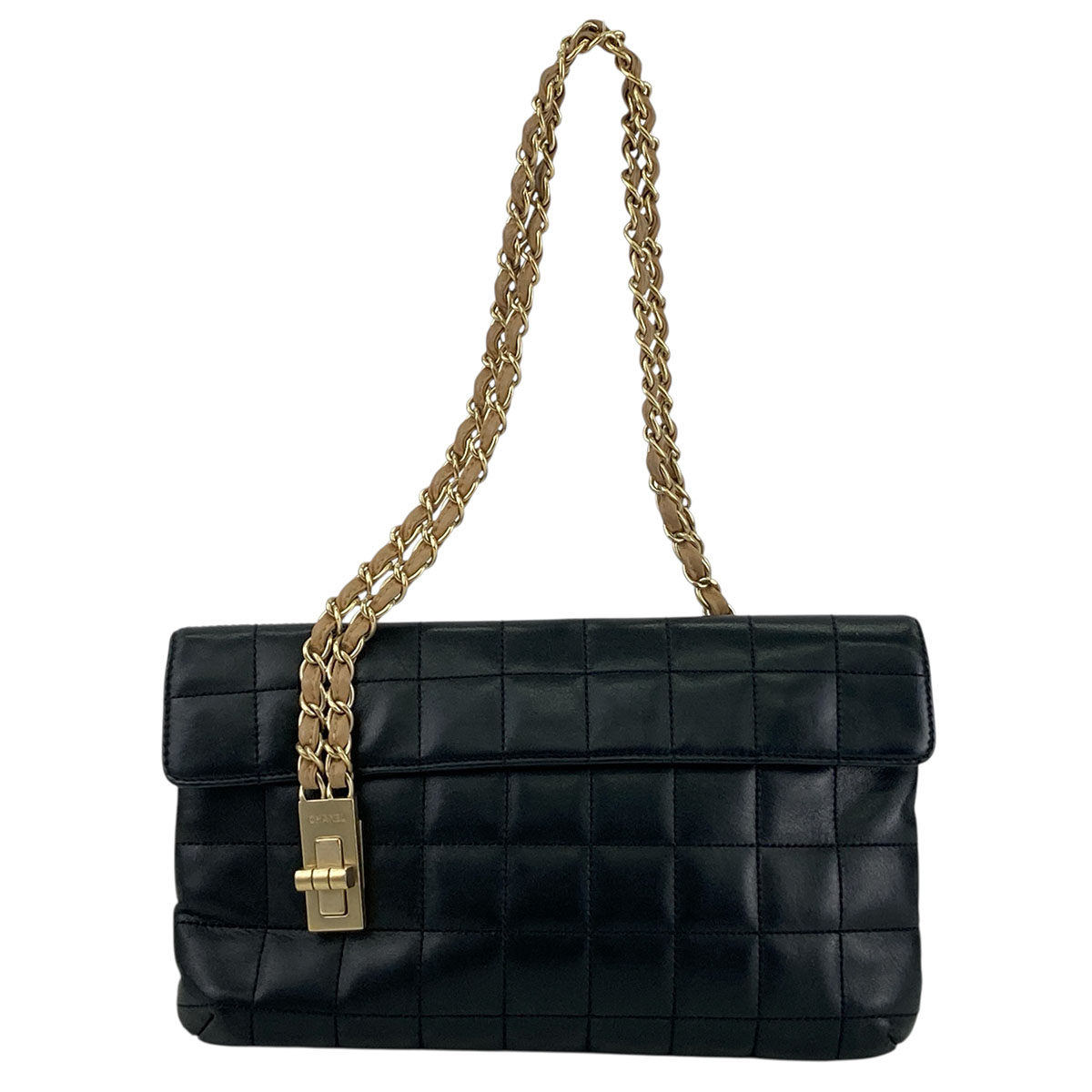 CHANEL シャネル チョコバー フラップ チェーンショルダーバッグ 2.55 8番台 ワンショルダー ショルダーバッグ ラムスキン ブラック ゴールド レディース【中古】｜PAWNSHOP　ＲｉＺ
