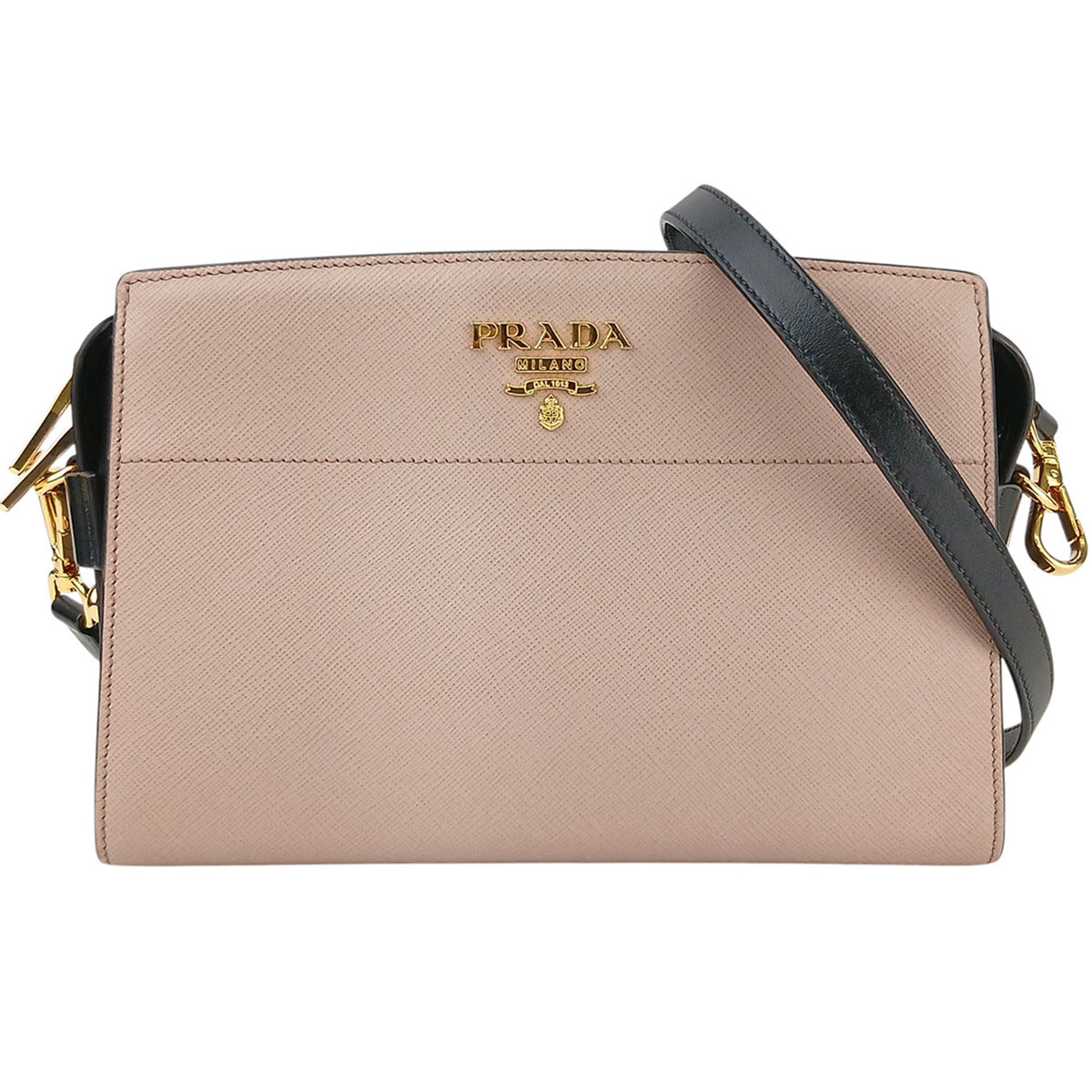 PRADA プラダ サフィアーノ ロゴ ショルダーバッグ 1BH104 レザー ピンクベージュ レディース【中古】｜PAWNSHOP　ＲｉＺ