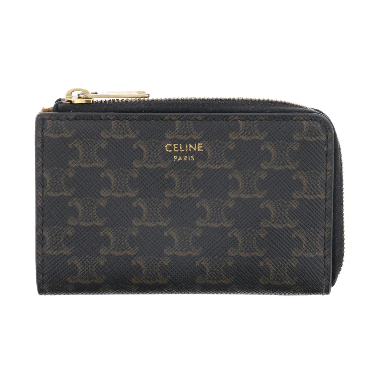 ほぼ未使用 CELINE セリーヌ トリオンフ コインケース 丸型 ラウンド 送料込*セリーヌ*トリオンフキャンバス丸型コインパース (CELINE