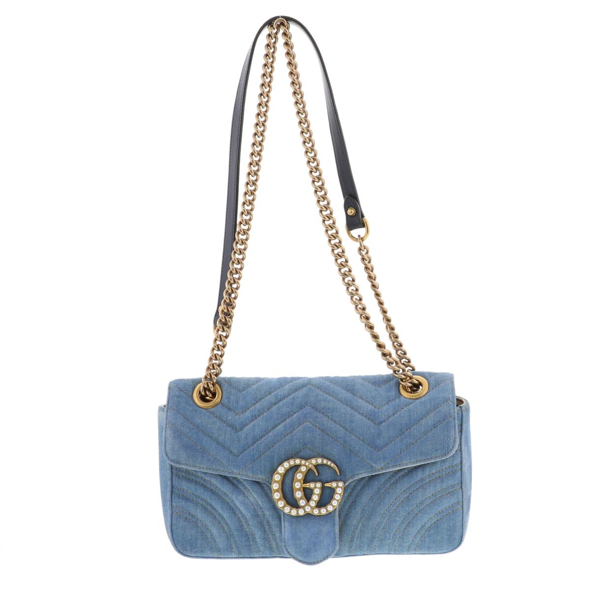 美品 GUCCI ショルダーバッグ デニム 447632 グッチ GGマーモント 楽天市場】グッチ 【GUCCI】GGマーモント スモール ショルダー