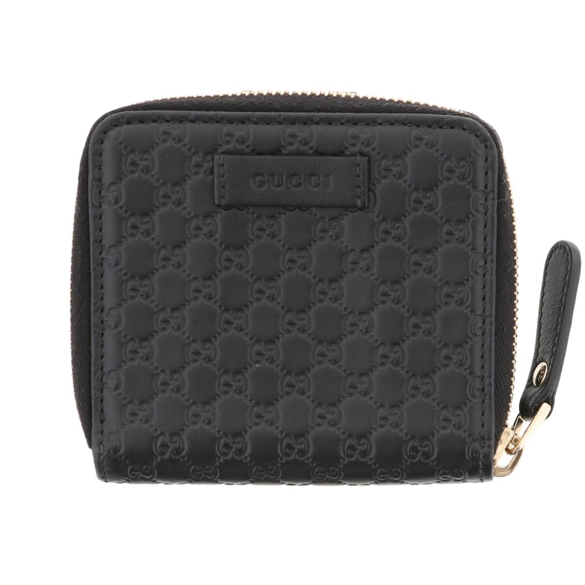 ✨極美品　付属品あり✨グッチ　二つ折り　マイクロシマ　ブラック　レザー　小銭入れ グッチ 財布 二つ折り財布(小銭入れあり) GUCCI マイクロ