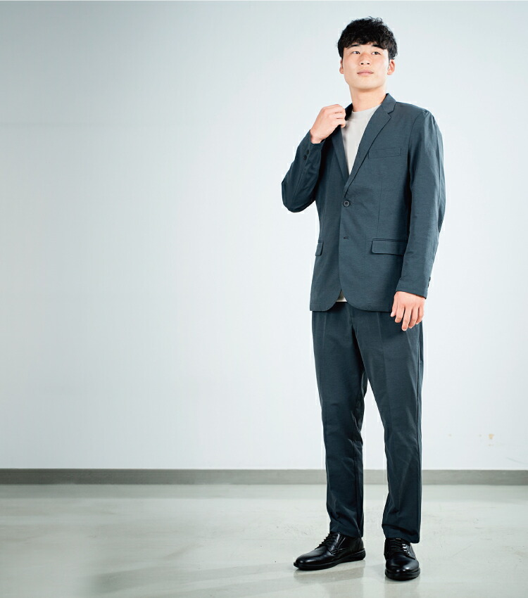 メンズ スーツ セット チョコザップ 動けるスーツ 黒 カジュアル