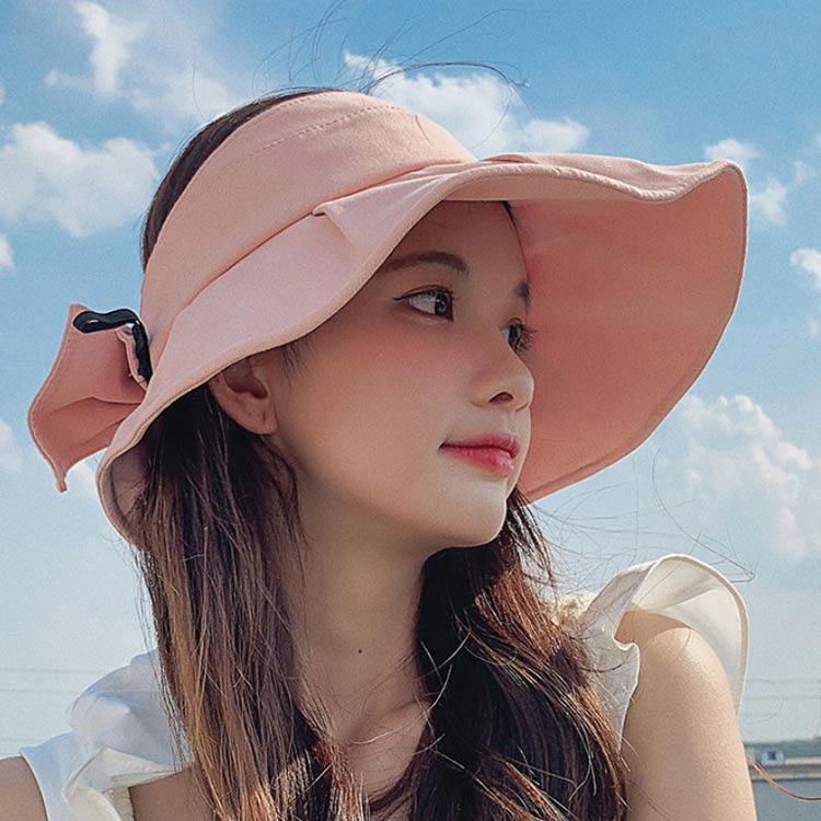 Uvカット サンバイザー ハット 帽子 小顔 つば広 レディース 紫外線対策 折りたたみ 夏 日よけ Uvケア リボン おしゃれ
