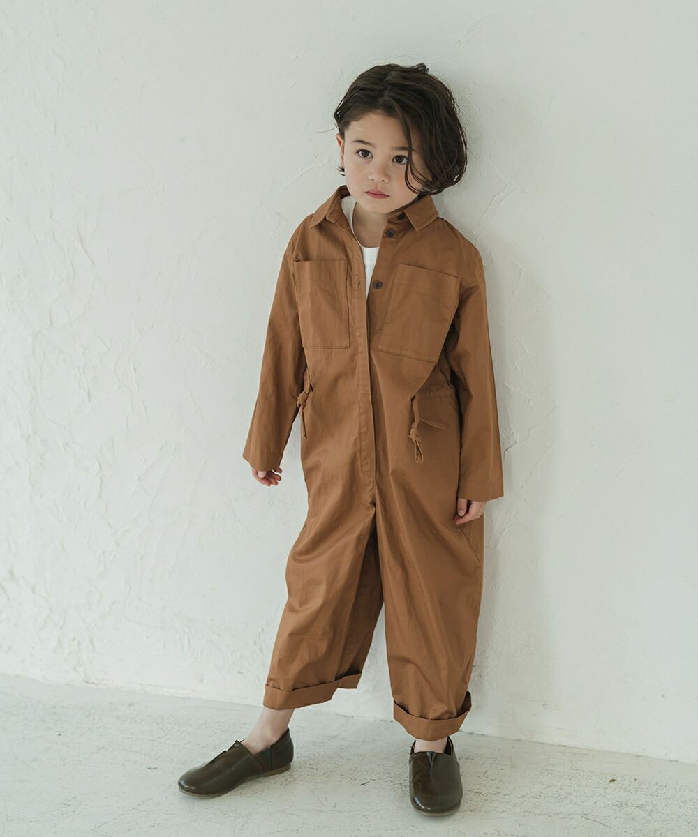 楽天市場 Riziere ピュアコットンジャンプスーツ キッズ 男の子 女の子 90 150 キャラメルブラウン ネイビー リジェール 子供服 こども服 サロペット パンツ 秋 冬 Kids 無地 オールインワン 子ども シンプル 長袖 ジュニア 長ズボン ズボン Riziere楽天市場店