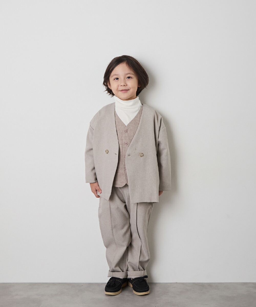 リジェールフォーマルセット120 ベージュ ランキング1位獲得】【riziere】ノーカラージャケット
