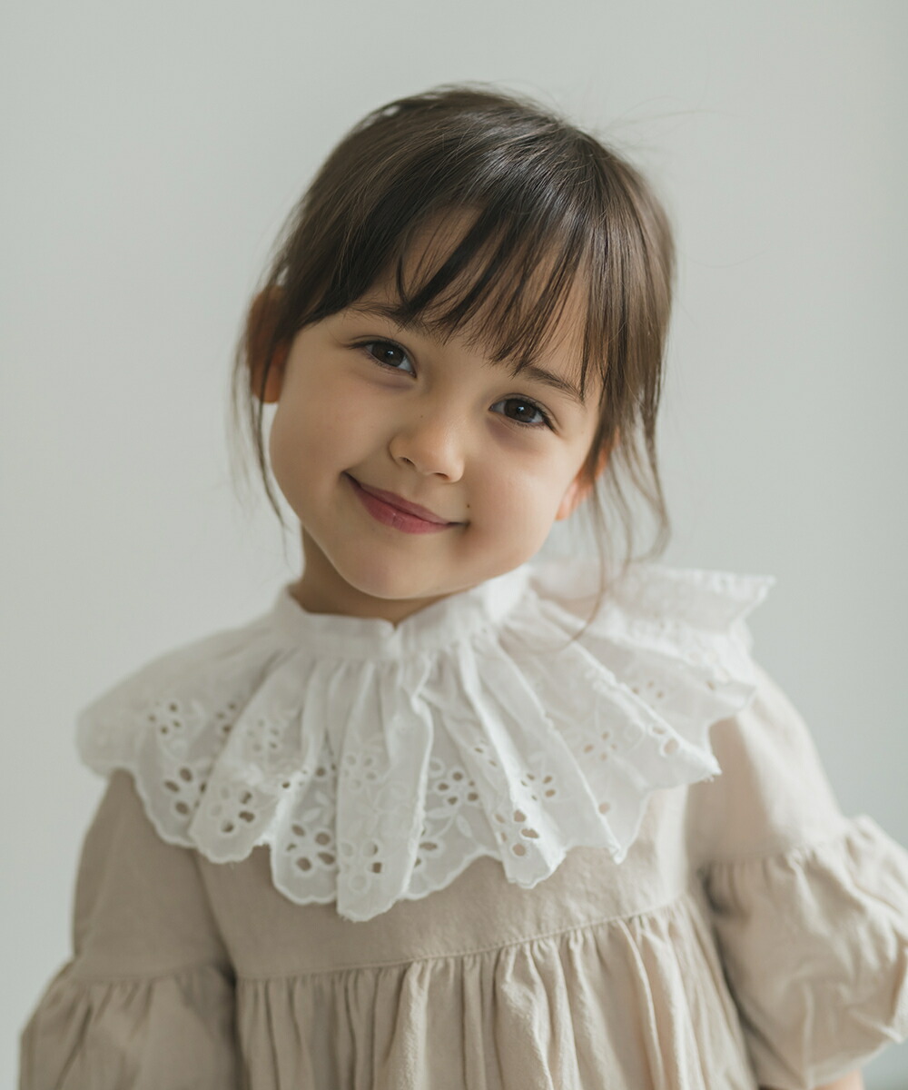 スカラップ刺繍レースフリルギャザー付け襟 女の子 襟 Kids キッズ おしゃれ こども服 子供服 春 夏 秋 冬 子ども 子供 可愛い シンプル 小学生 園児 プレゼント フリル ガーリー つけ襟 つけえり スタイ 安 赤ちゃん ベビー レース 白 海外限定