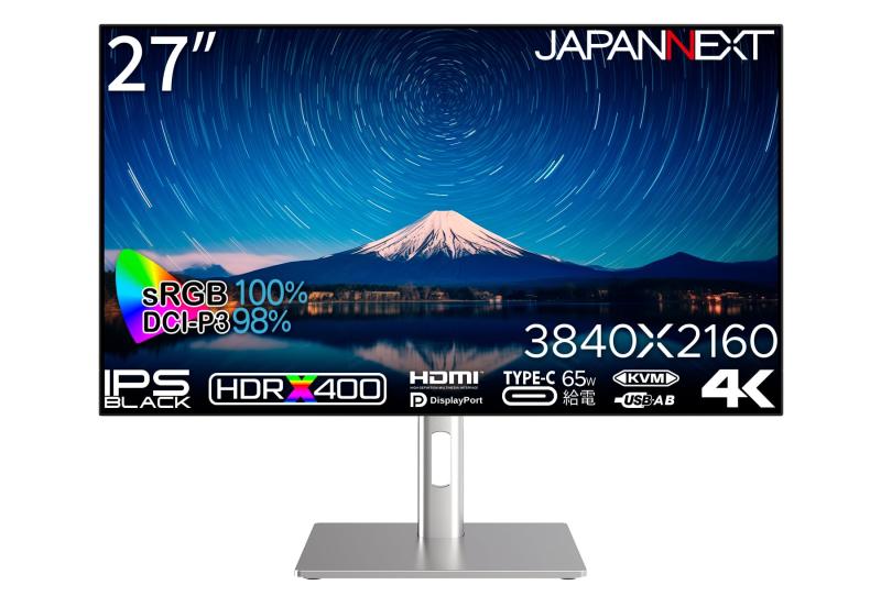 【Amazon.co.jp】JAPANNEXT 27in 管する 4K UHD 3840x2160解像力 IPS BLACK 見せびらかす (KVM/HDMI/DisplayPort/金棒引き内蔵/高さ自然調整/回転させる(中心)役立つこと/ブルーライトカット