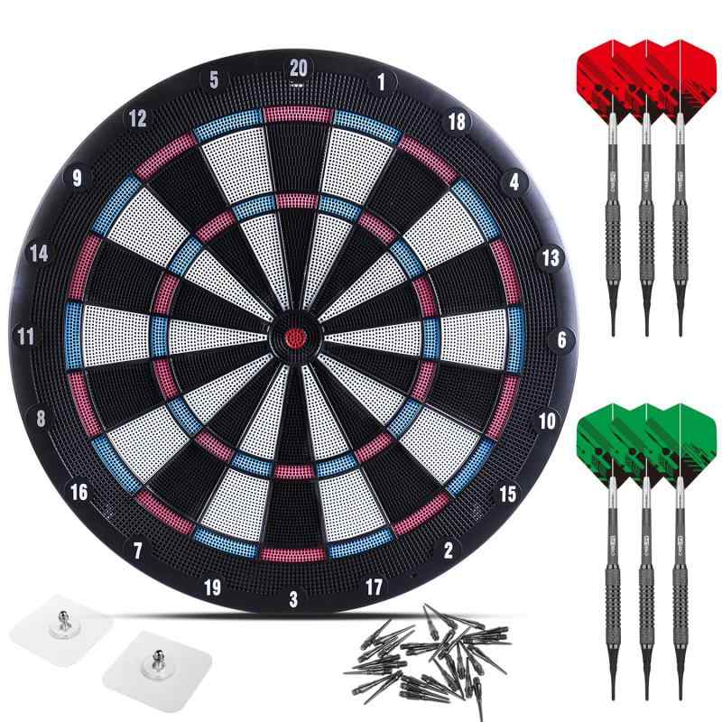 CyeeLife-ピンク ソフトダーツボード Dartboard+6本のダーツ(15g)+6本無傷フック+30個 ブラックチップ