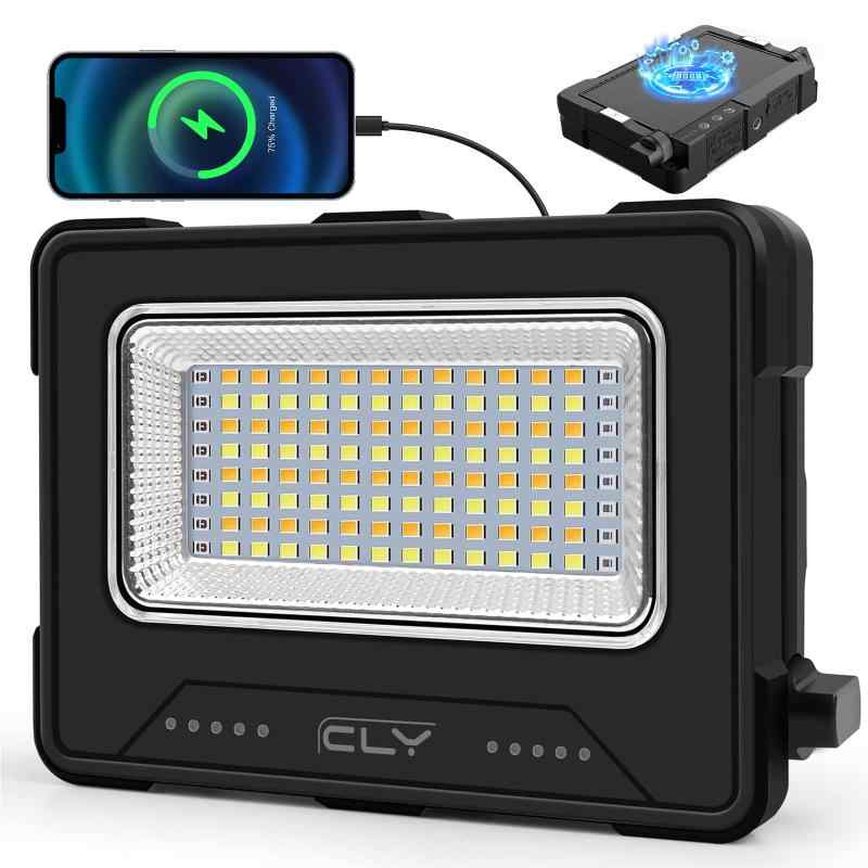 CLY LED ランタン　作業灯　投光器　昼光色　自然色　電球色　SOS点灯　4色切替・5/3段階調光　高輝度　100W相当/200W　USB充電式　10000mAh ソーラー充電式 携帯型　懐中電灯　フラッドライト