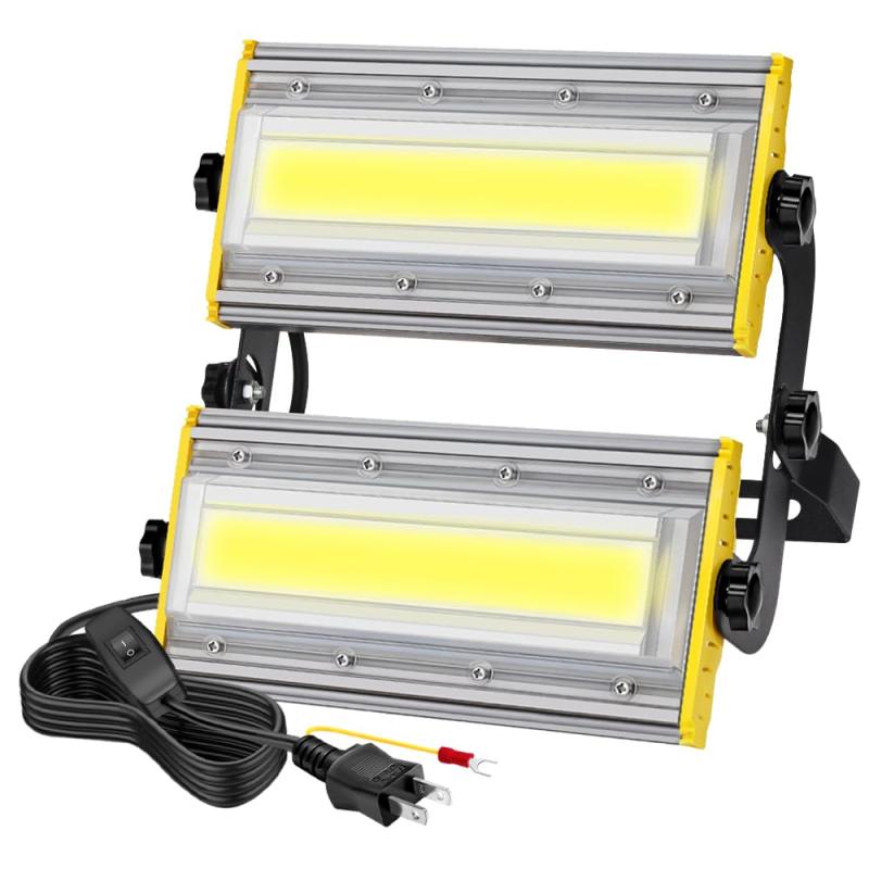 shineshare LED投光器 屋外 50W/100W/200W 作業灯 コンセント式 超薄型 防犯灯 玄関ライト 昼白色 80V-150V適用 IP67防水 角度調整ノブ 高輝度 3Mコード 廊下 倉庫 ガレージ 看板灯 BBQ 庭園 夜間作業 駐