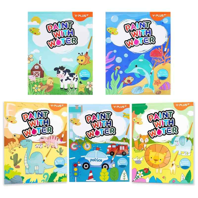 YPLUS ペイントとウォーターブック付き 幼児用 水彩画用紙 3歳以上の子供用 アートクラフトギフト 絵を描く ブラシ付き