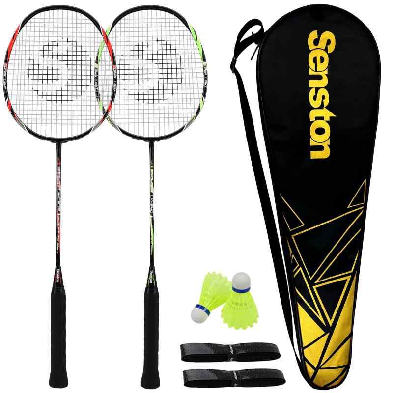 Senston 2本組みバドミントンラケットセットカーボンファイバーバドミントンラケット-1つのキャリングバッグが含まれています