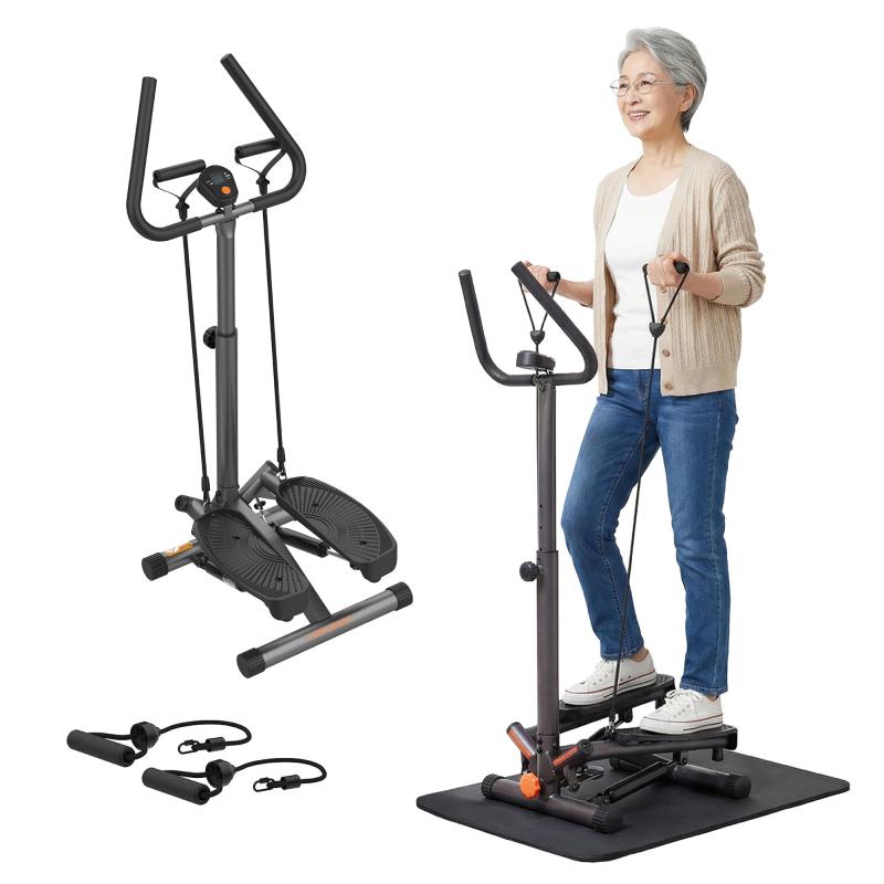 I-uki Sport 健康ステッパー 足踏み健康器具 ツイストエアロステッパー 静音 負荷調整付き モニター/ハンドル/専用パワーバンド付き 踏み台で全身トレーニングと筋トレ 室内運動不足を解消 18,189円