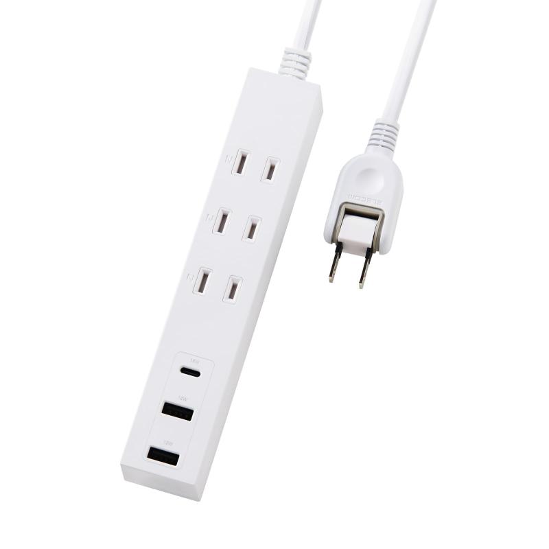 楽天市場】エレコム 電源タップ 3個口 USB-A×2 USB-C×1 1.5m 3.0m USB