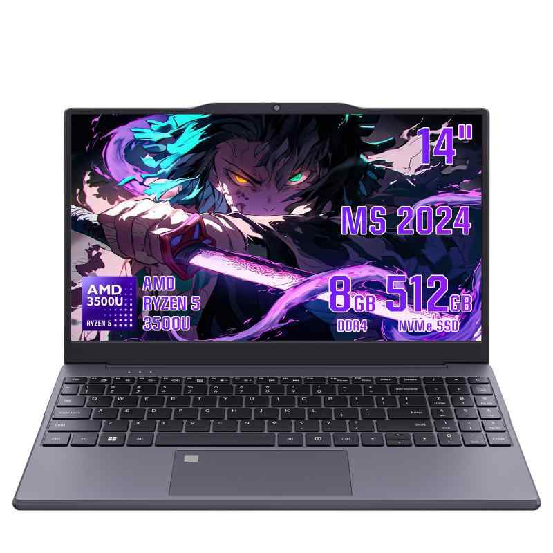 ノートパソコン office2024搭載 14インチAMD Ryzen5 (N100より2倍向上)ノートpc 軽量1.33kg/省電力・静音設計/FHD IPS/16GB DDR4 超高速NVMe SSD/5000mAhバッテリー/200万画素カメラ/指