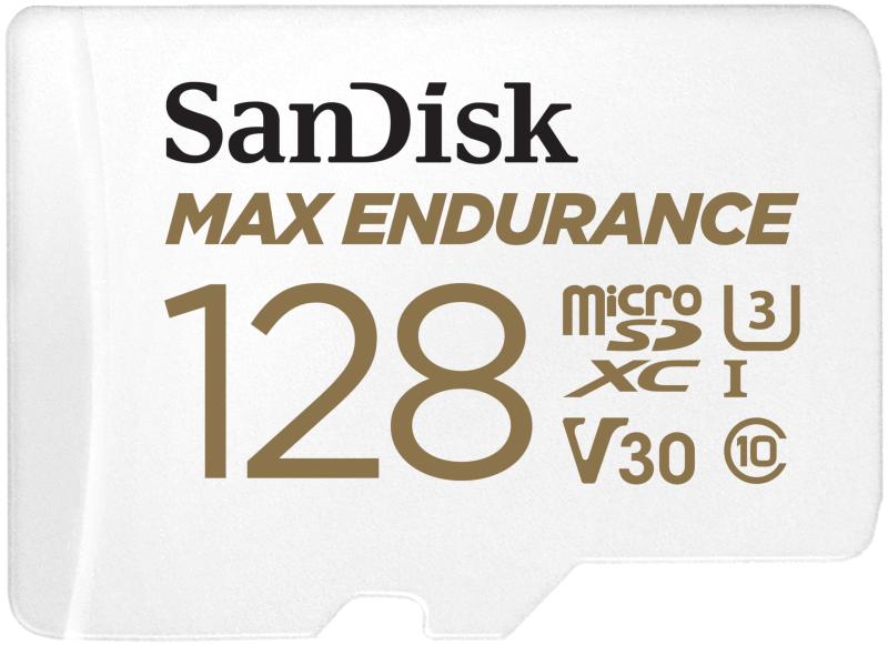 SanDisk 128GB MAX Endurance microSDXC Card with Adapter for Home Security Cameras and Dash cams - C10, U3, V30, 4K UHD, Micro S