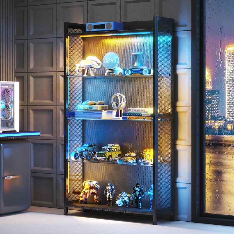 AODK コレクションケース フィギュアケース 4段 幅70×奥行28×高さ160cm ホワイト 全面ガラス 組立商品 ロータイプ
