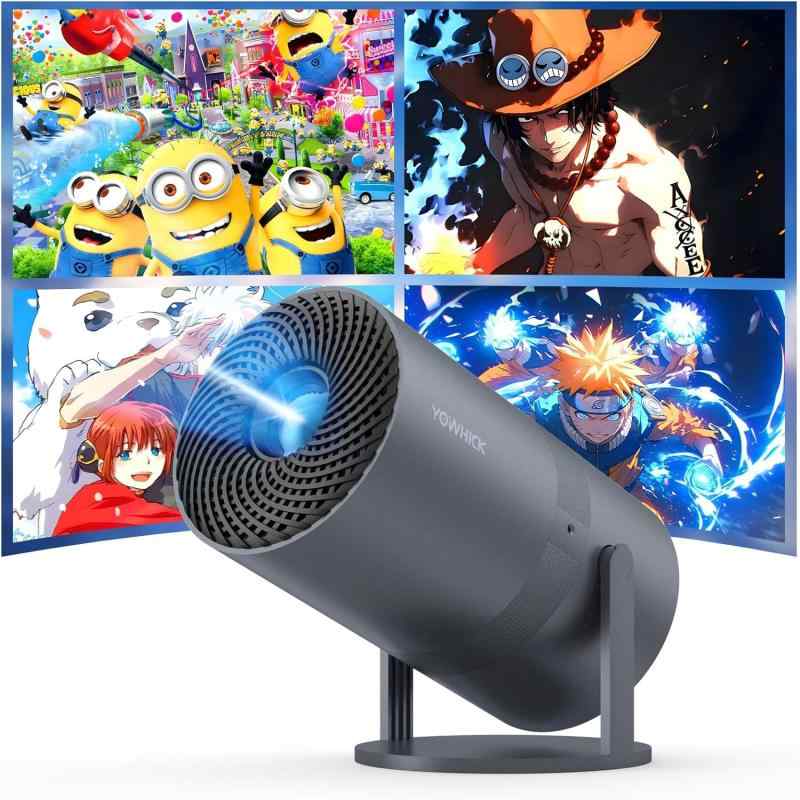 YOWHICK プロジェクター 家庭用 2026年最新進化・Android TV搭載・270°回転 天井投影 27000LM フルHD プロジェクター 小型 Wi-Fi 自動台形補正 Bluetooth5.4 内蔵HiFiスピーカー スマホ/PC/Swi